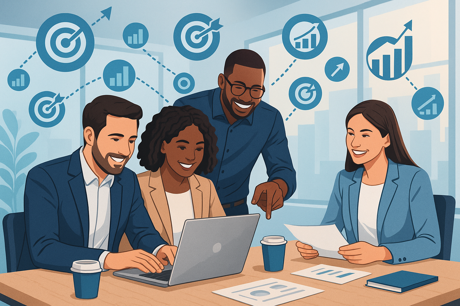 Ilustración de contactos conectados en red. Alt tag: "listas de prospectos calificadas para ventas B2B
